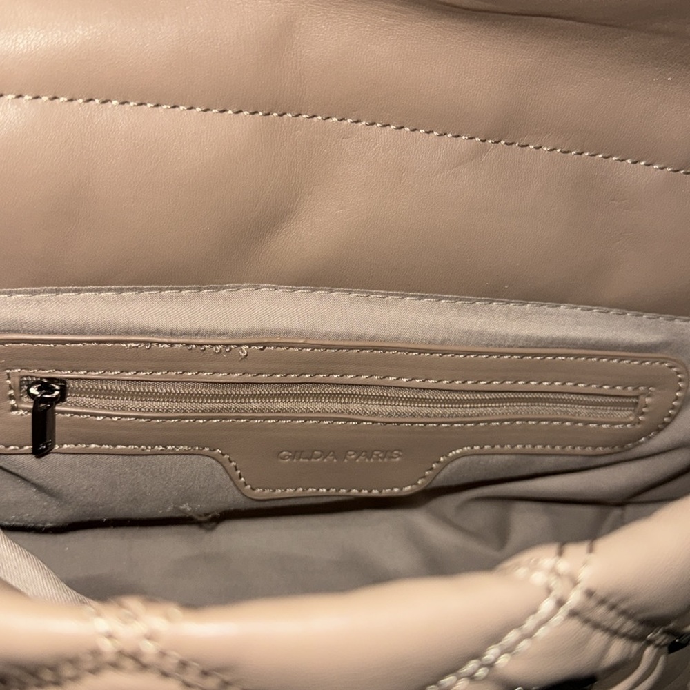 Gilda Paris Studded, Waffle Quilted Taupe Handbag/Crossbody - Picture 10 of 13